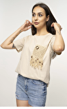 KROŞE ÖRGÜ DETAYLI T-SHIRT